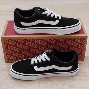 Vans Ward Women Sneakers Black White Canvas Size 6 Low Top